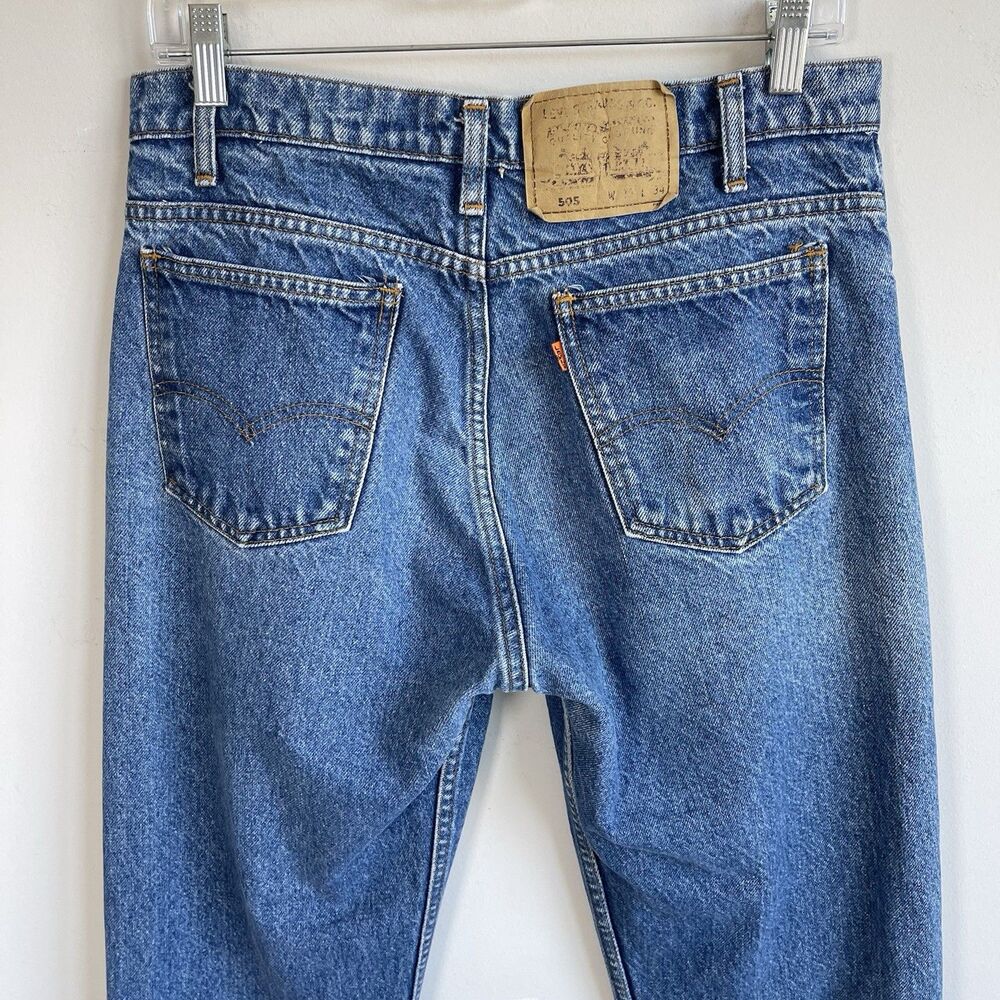 Vintage Orange Tab 80s Levis 505 Jeans Men's 30 x 30 Straight Leg Blue USA - Picture 8 of 15